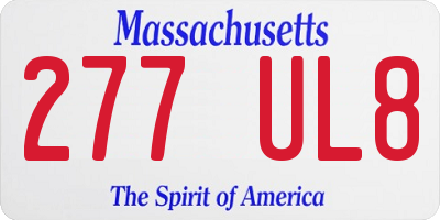 MA license plate 277UL8