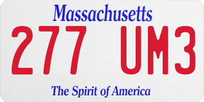 MA license plate 277UM3