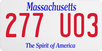 MA license plate 277UO3