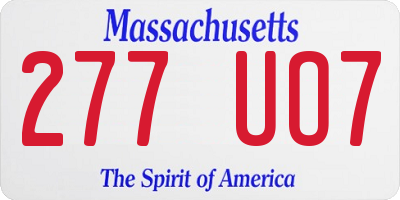 MA license plate 277UO7