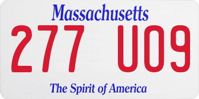 MA license plate 277UO9