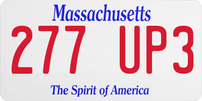 MA license plate 277UP3