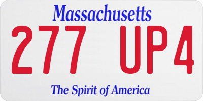 MA license plate 277UP4