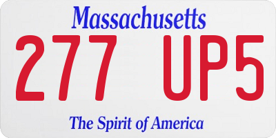 MA license plate 277UP5