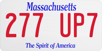 MA license plate 277UP7