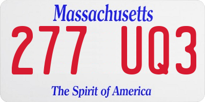 MA license plate 277UQ3