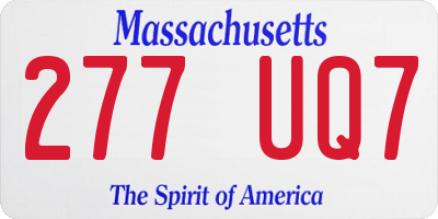 MA license plate 277UQ7