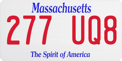 MA license plate 277UQ8