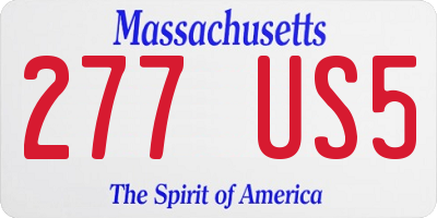 MA license plate 277US5