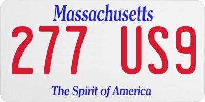 MA license plate 277US9
