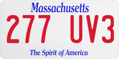 MA license plate 277UV3