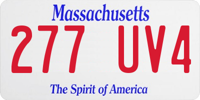 MA license plate 277UV4