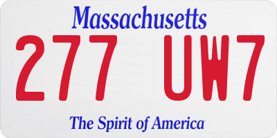 MA license plate 277UW7