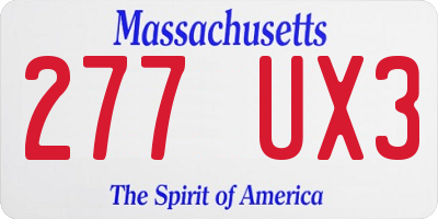 MA license plate 277UX3