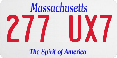 MA license plate 277UX7