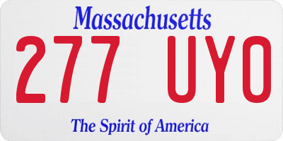 MA license plate 277UY0