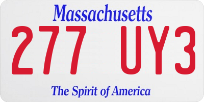 MA license plate 277UY3