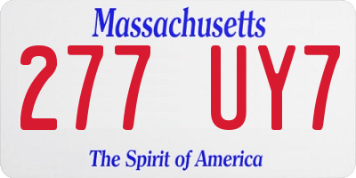 MA license plate 277UY7