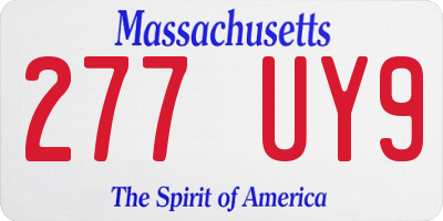 MA license plate 277UY9