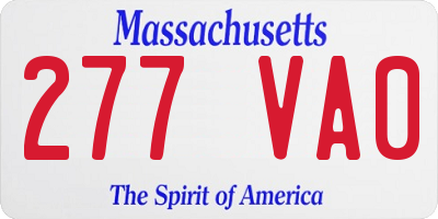 MA license plate 277VA0