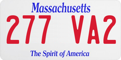 MA license plate 277VA2