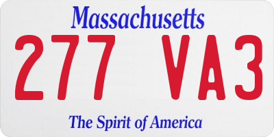 MA license plate 277VA3