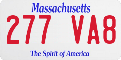 MA license plate 277VA8