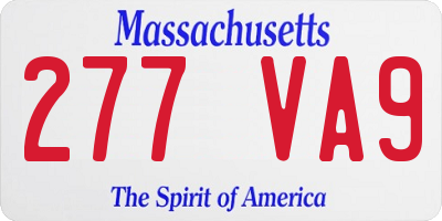 MA license plate 277VA9