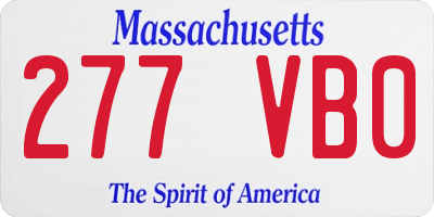 MA license plate 277VB0