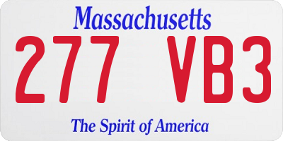 MA license plate 277VB3