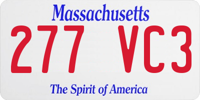 MA license plate 277VC3