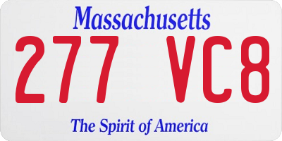 MA license plate 277VC8