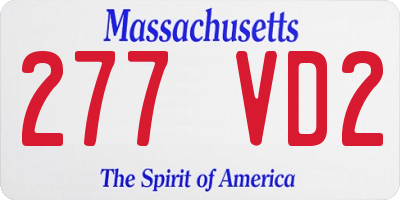 MA license plate 277VD2