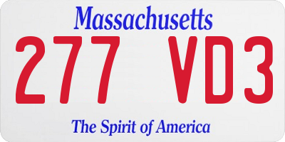 MA license plate 277VD3