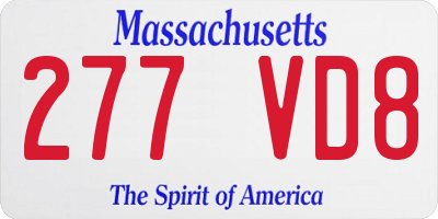 MA license plate 277VD8