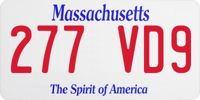 MA license plate 277VD9