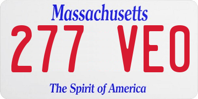 MA license plate 277VE0