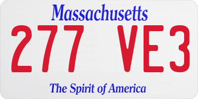 MA license plate 277VE3