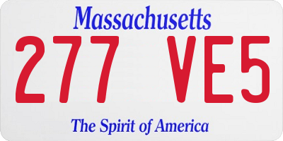 MA license plate 277VE5