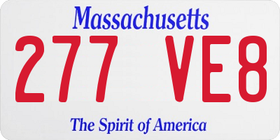 MA license plate 277VE8