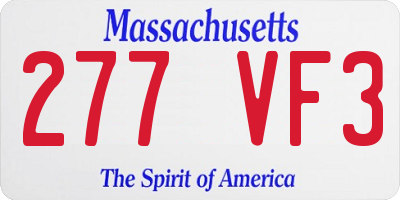 MA license plate 277VF3