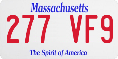MA license plate 277VF9