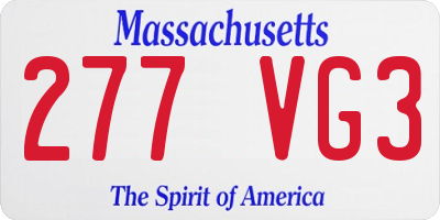 MA license plate 277VG3