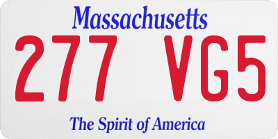 MA license plate 277VG5