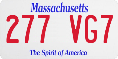 MA license plate 277VG7