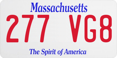 MA license plate 277VG8