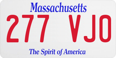 MA license plate 277VJ0