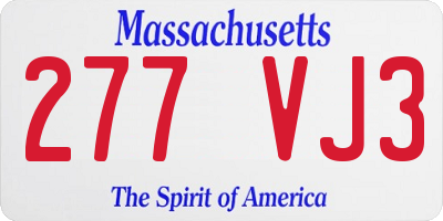 MA license plate 277VJ3