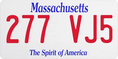 MA license plate 277VJ5