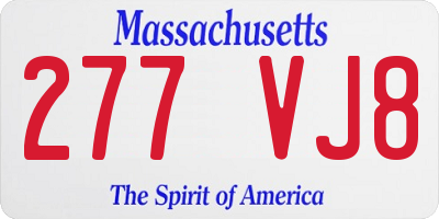 MA license plate 277VJ8